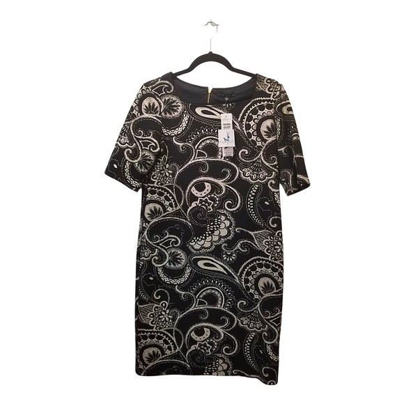 Tiana B Dresses & Skirts - Tiana B Black Gold Paisley Floral Short Sleeve Dress Size 10